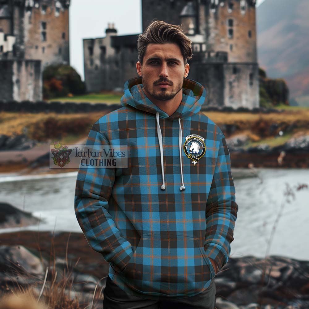 Horsburgh Tartan Cotton Hoodie with Family Crest Celtic Skull Style - Tartan Vibes Clothing