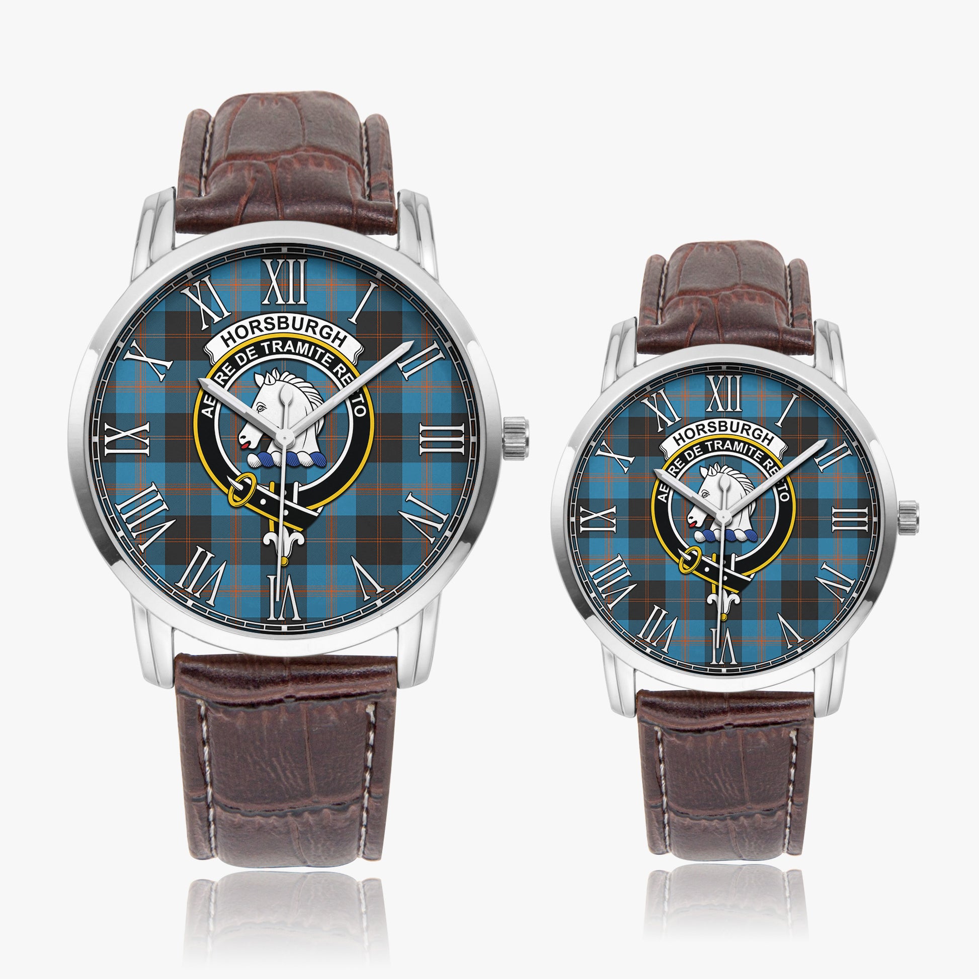 Horsburgh Tartan Family Crest Leather Strap Quartz Watch - Tartan Vibes Clothing