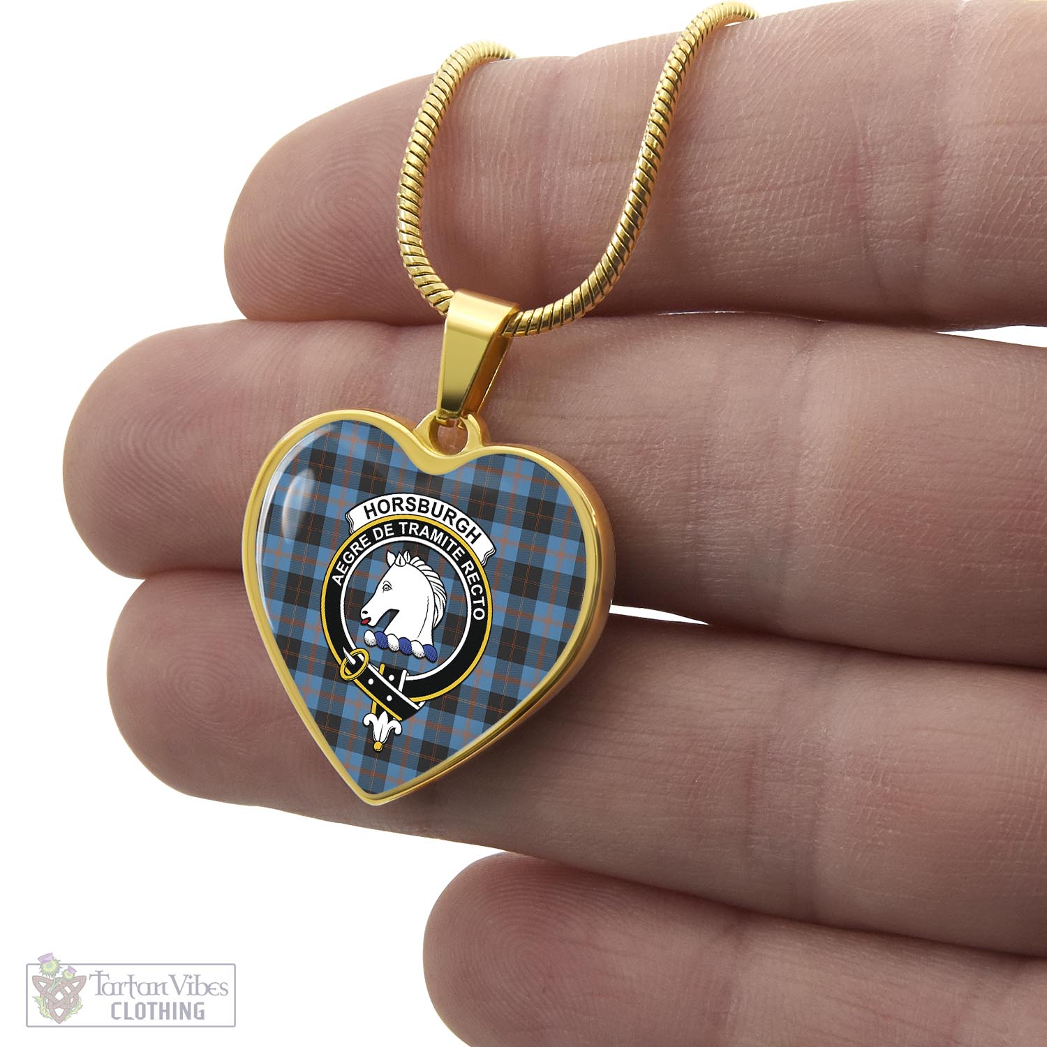 Horsburgh Tartan Heart Necklace with Family Crest - Tartan Vibes Clothing