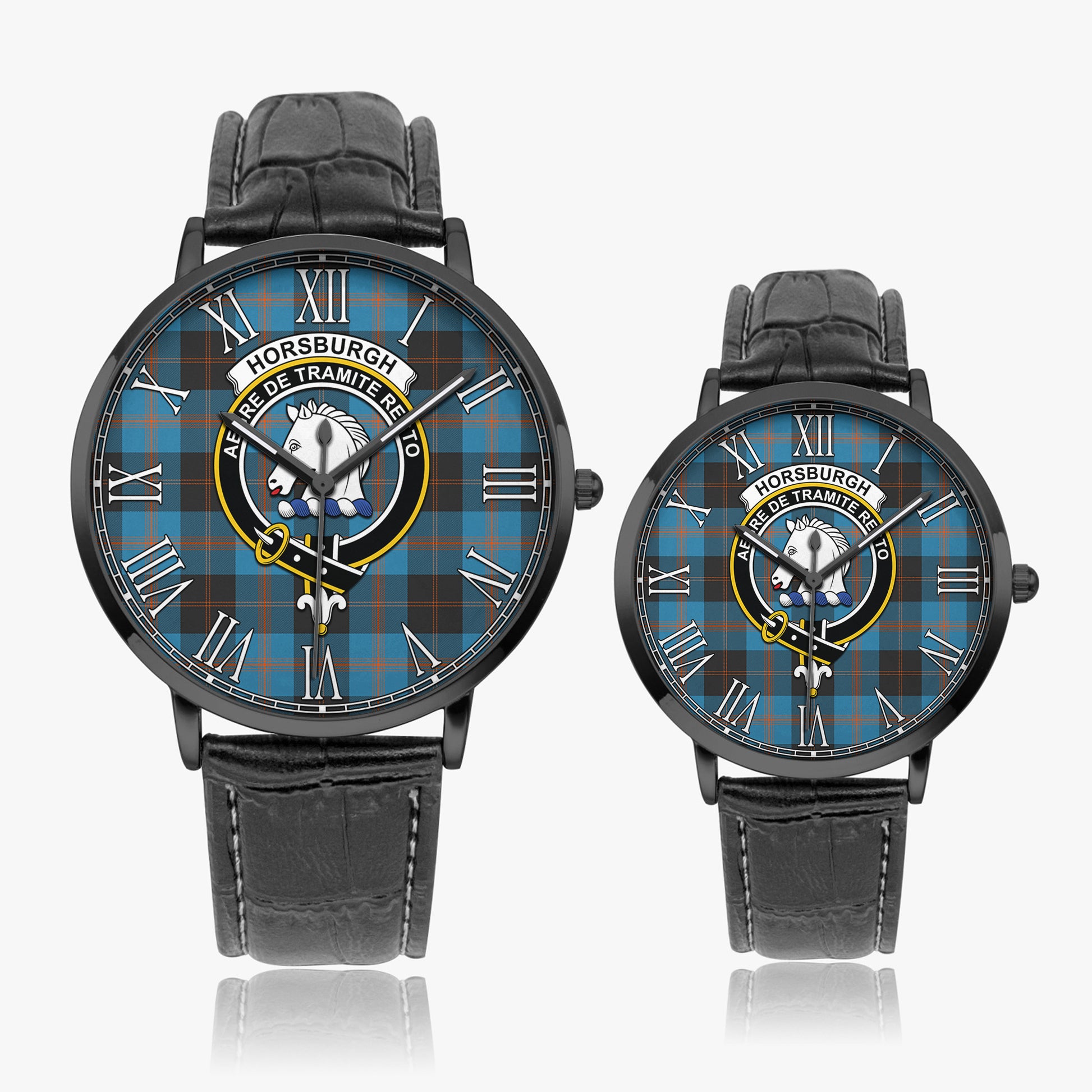 Horsburgh Tartan Family Crest Leather Strap Quartz Watch - Tartan Vibes Clothing