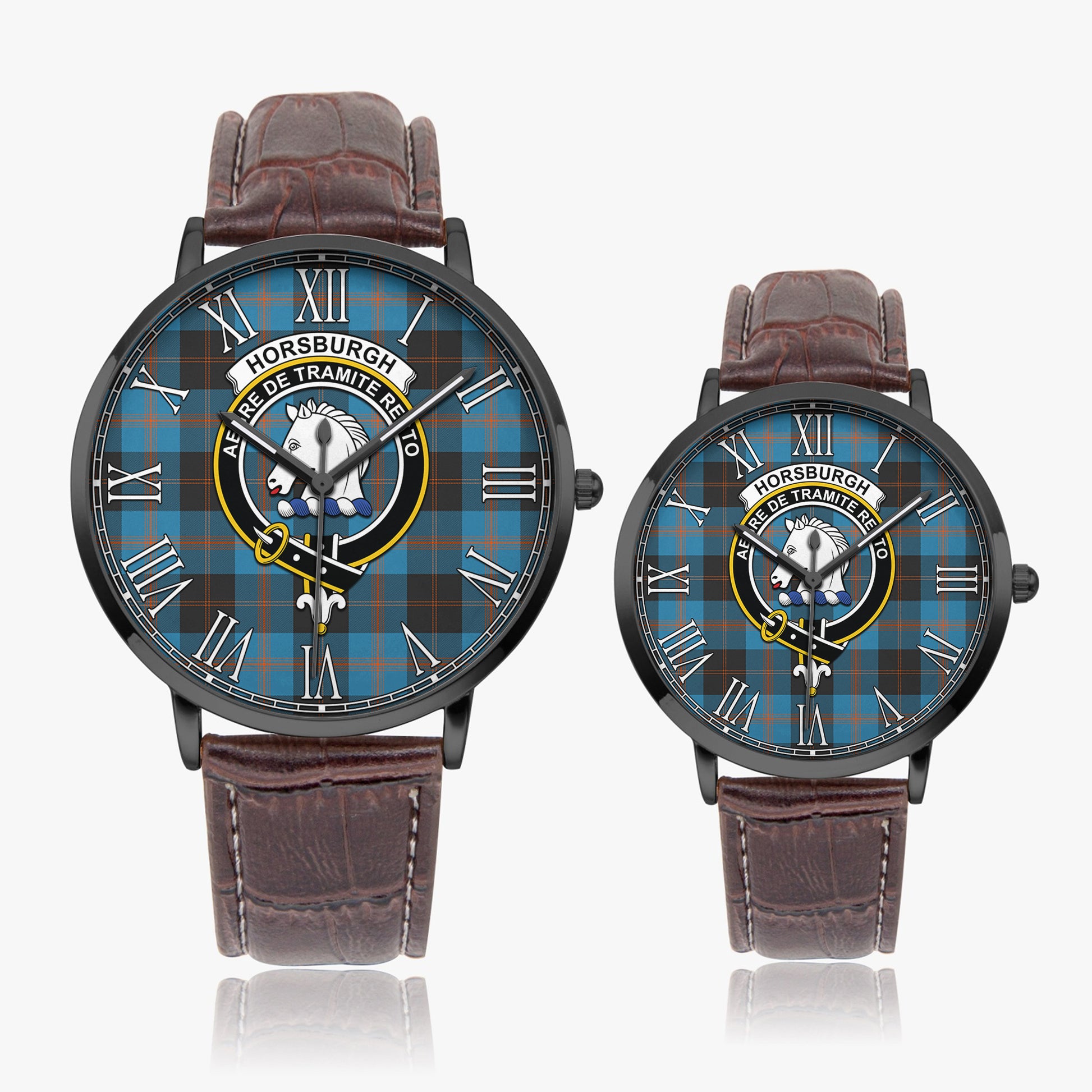 Horsburgh Tartan Family Crest Leather Strap Quartz Watch - Tartan Vibes Clothing