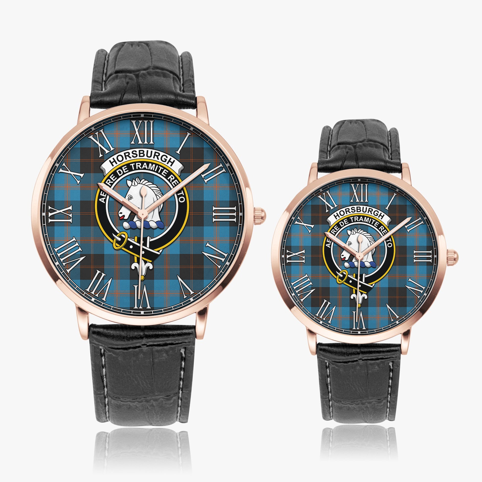 Horsburgh Tartan Family Crest Leather Strap Quartz Watch - Tartan Vibes Clothing