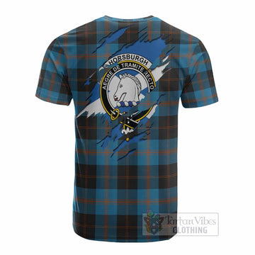 Horsburgh Clan Crest In Me Tartan Cotton T-shirt Scotland Flag Style
