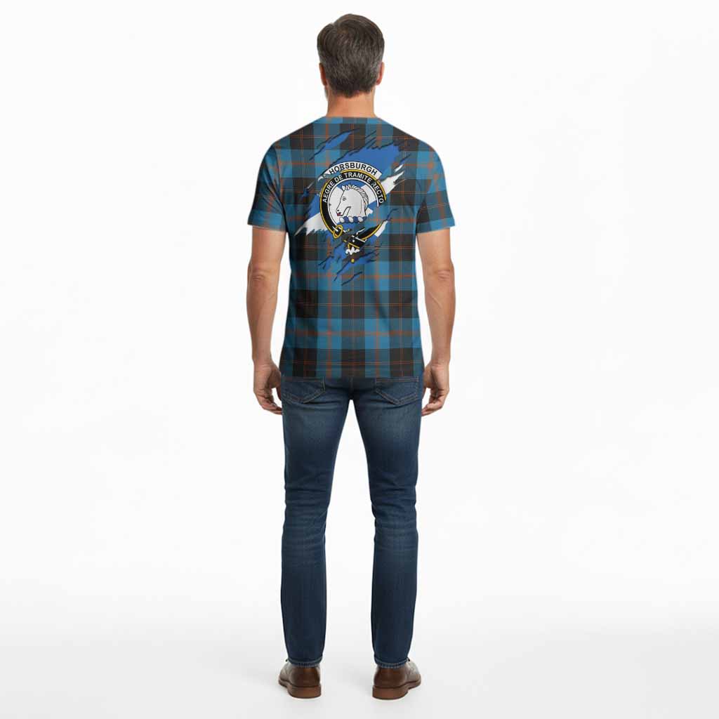 Horsburgh Clan Crest In Me Tartan Cotton T-shirt Scotland Flag Style