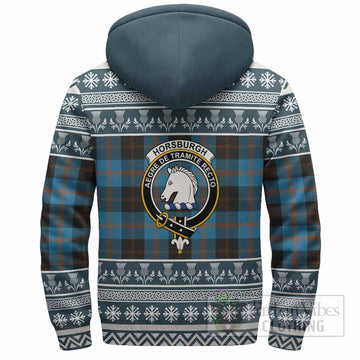 Horsburgh Clan Tartan Christmas Fleece Hoodie with Family Crest