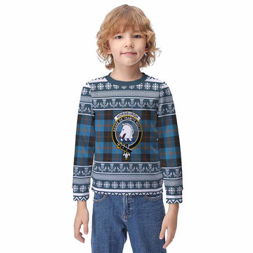 Horsburgh Clan Tartan Christmas Kid Ugly Sweatshirt with Family Crest