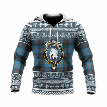 Horsburgh Clan Tartan Christmas Knitted Hoodie with Family Crest