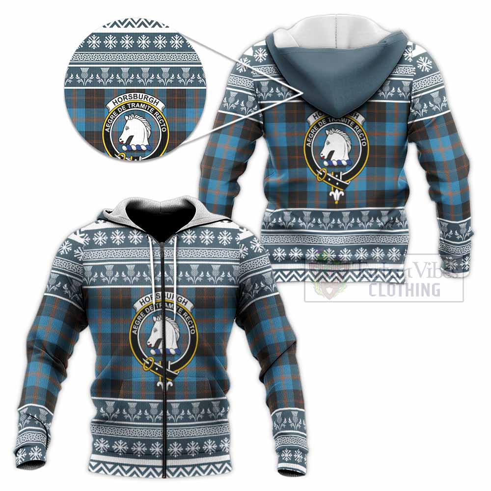 Horsburgh Clan Tartan Christmas Knitted Hoodie with Family Crest - Tartan Vibes Clothing