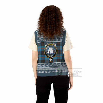 Horsburgh Clan Tartan Christmas Knitted V-Neck Vest with Family Crest