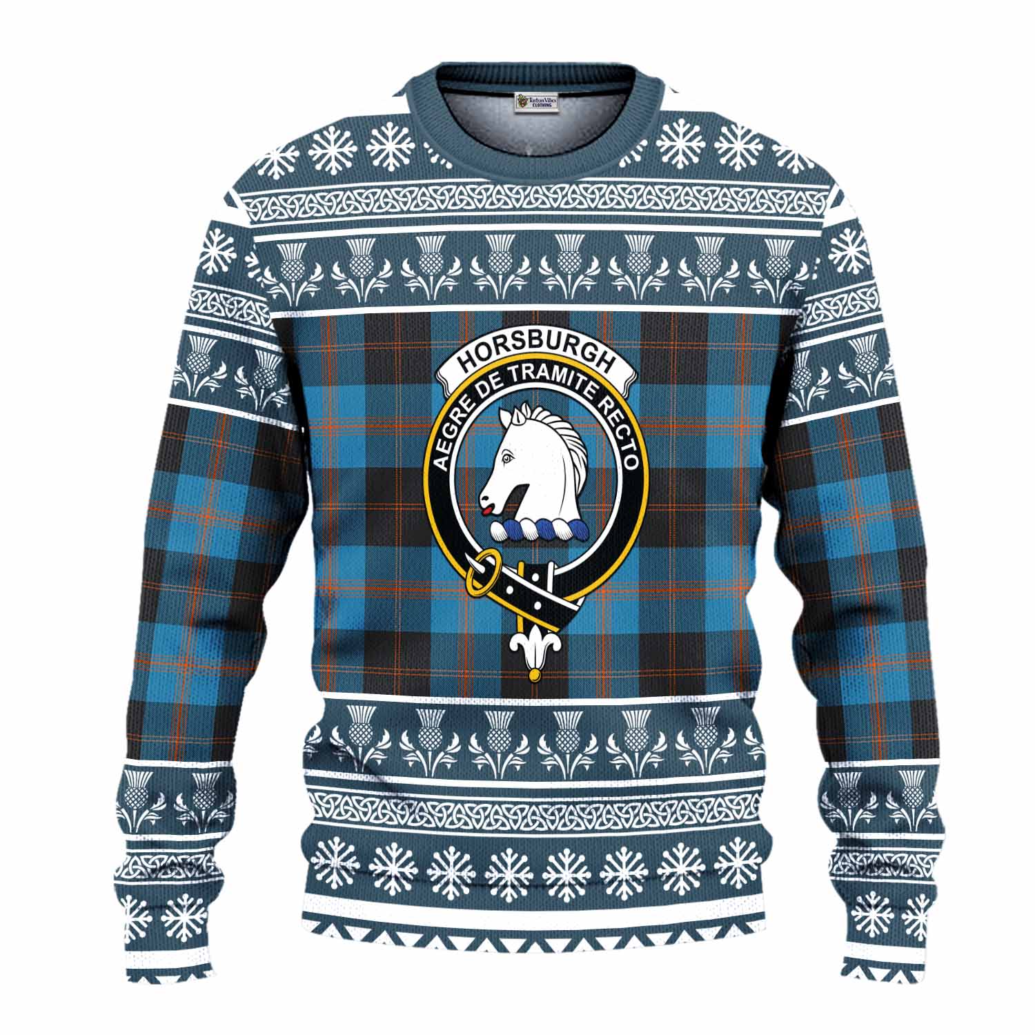 Horsburgh Clan Tartan Christmas Ugly Sweater with Family Crest - Tartan Vibes Clothing