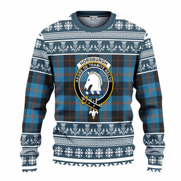 Horsburgh Clan Tartan Christmas Ugly Sweater with Family Crest