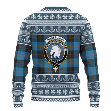 Horsburgh Clan Tartan Christmas Ugly Sweater with Family Crest