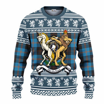 Horsburgh Clan Tartan Crest Christmas Ugly Sweater Coat of Arms Funny Style