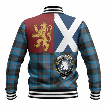 Horsburgh Crest Tartan Baseball Jacket with Lion Rampant Saltire Style
