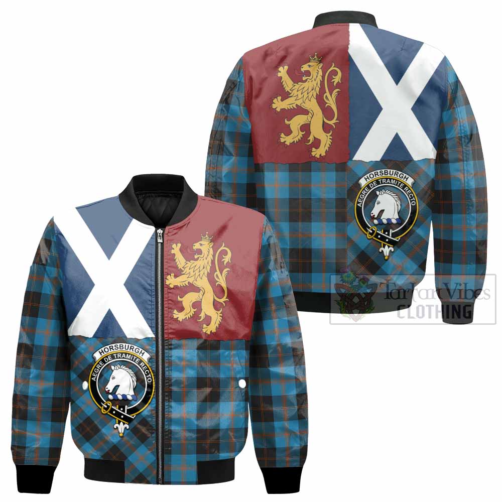 Horsburgh Crest Tartan Bomber Jacket with Lion Rampant Saltire Style