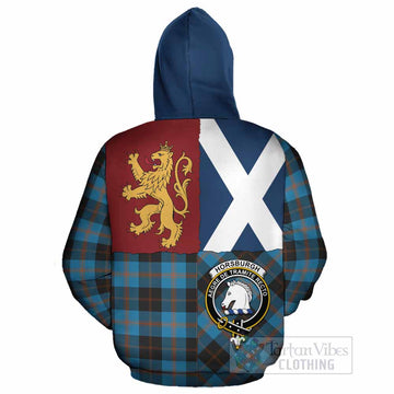 Horsburgh Crest Tartan Cotton Hoodie with Lion Rampant Saltire Style