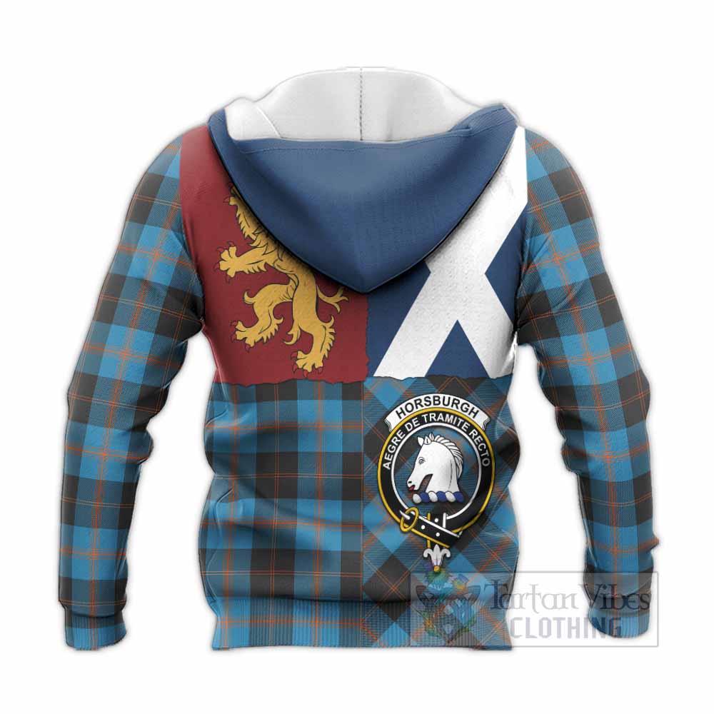 Horsburgh Crest Tartan Knitted Hoodie with Lion Rampant Saltire Style