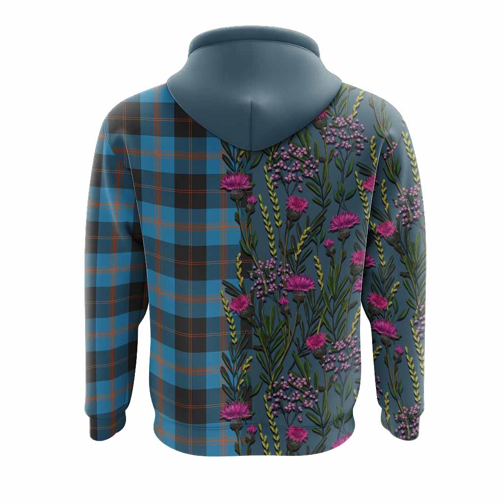 Horsburgh Family Crest Tartan Hoodie Scottish Thistle Flower Pattern Half Style - Tartan Vibes Clothing