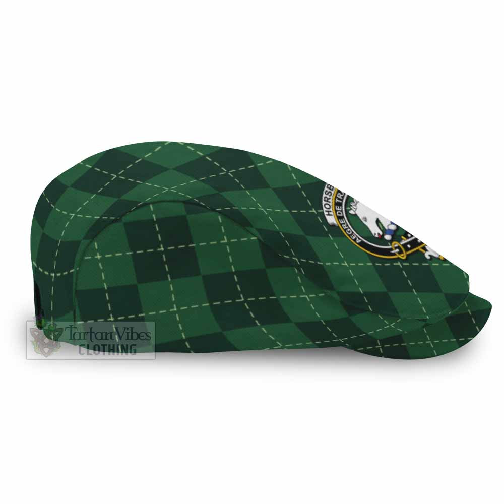 Horsburgh Scottish Family Crest Flat Cap Green Argyle Classic Style - Tartan Vibes Clothing