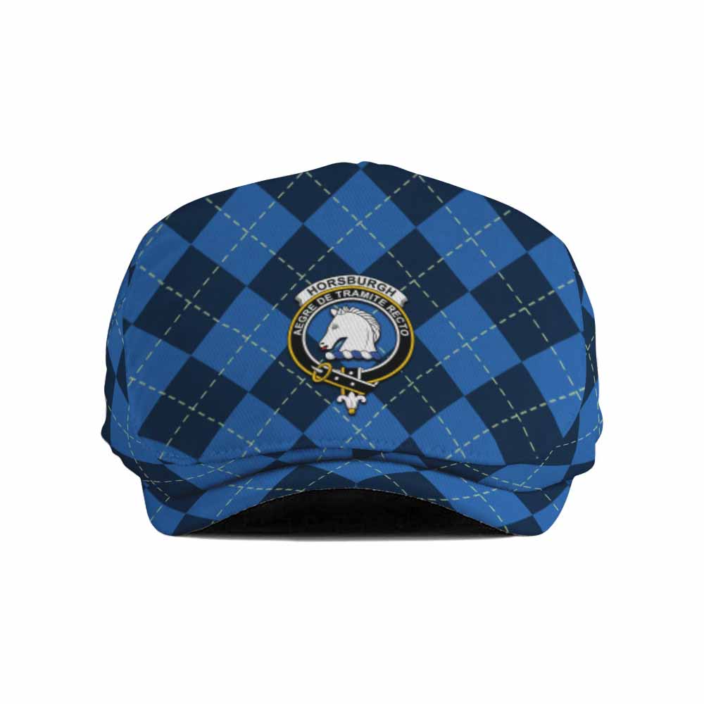 Horsburgh Scottish Family Crest Flat Cap, Jeff Cap Navy Argyle Classic Style - Tartan Vibes Clothing