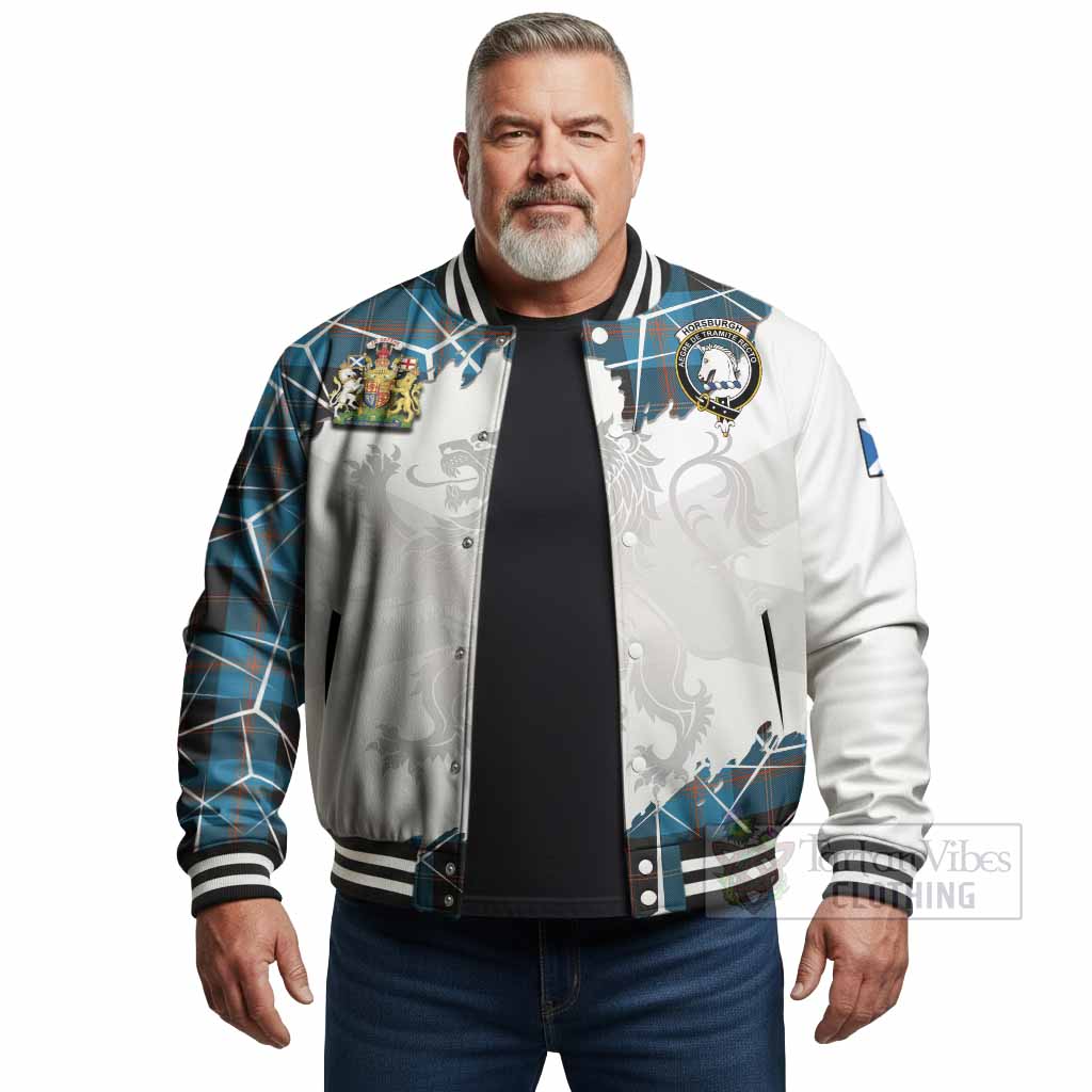 Horsburgh Tartan Baseball Jacket with Family Crest and Lion Rampant Grunge Style