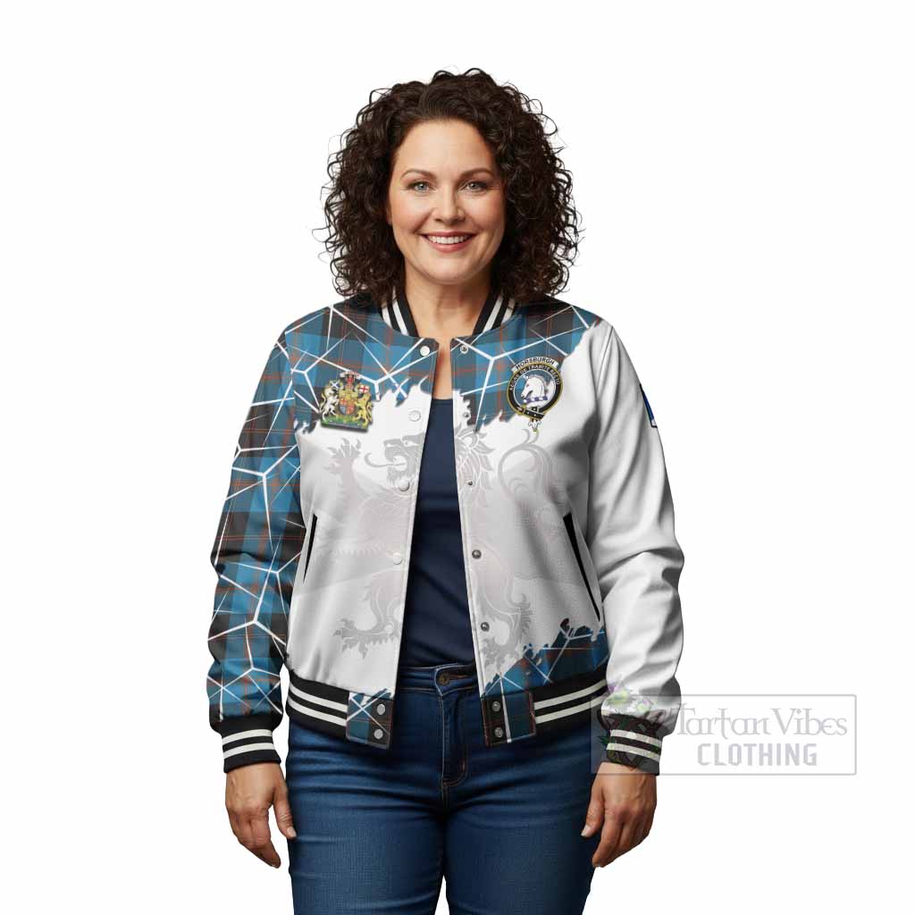 Horsburgh Tartan Baseball Jacket with Family Crest and Lion Rampant Grunge Style