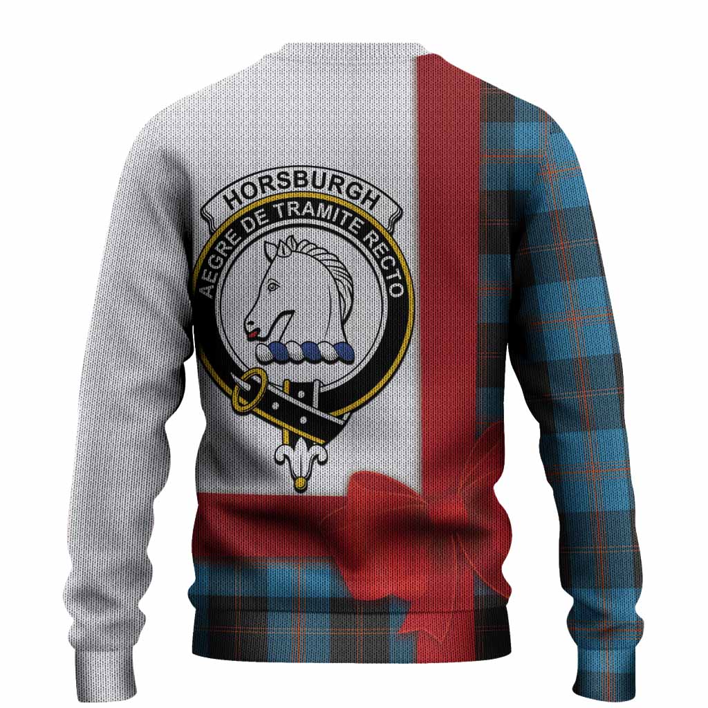 Horsburgh Tartan Crest Christmas Christmas Ugly Sweater Highland Cow Bagpipes Coquette Bow Style