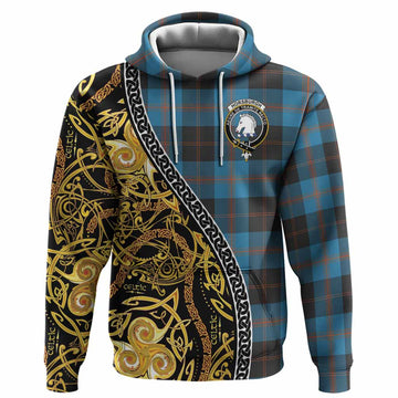 Horsburgh Tartan Crest Hoodie Celtic Knot and Triple Trickle Spiral Symbols