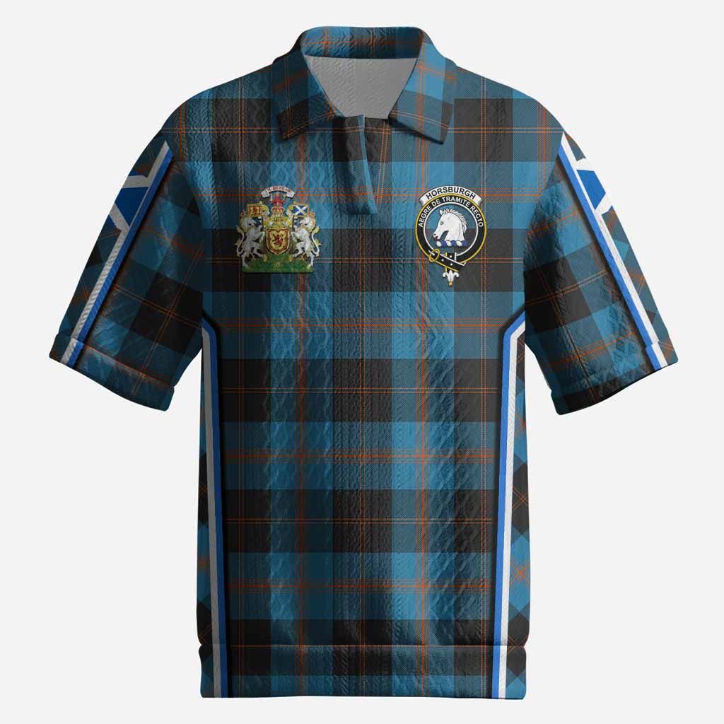 Horsburgh Tartan Crest Men’s Polo Sweater Top Scotland Coat of Arm Flag Style