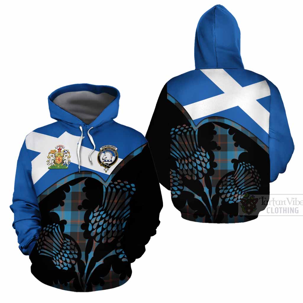 Horsburgh Tartan Family Crest Cotton Hoodie Scotland Thistle Floral Flag Style