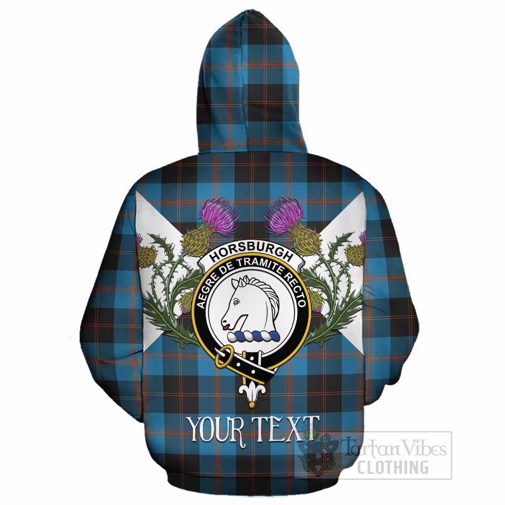 Horsburgh Tartan Family Crest Cotton Hoodie Scottish Burns Night Thistle Floral