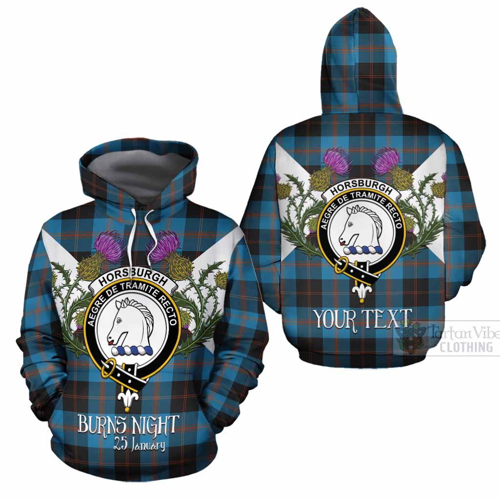 Horsburgh Tartan Family Crest Cotton Hoodie Scottish Burns Night Thistle Floral