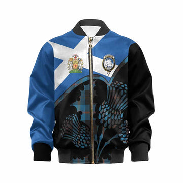 Horsburgh Tartan Family Crest Kid Bomber Jacket Scotland Thistle Floral Flag Style