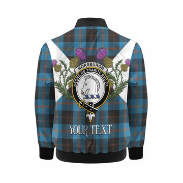 Horsburgh Tartan Family Crest Kid Bomber Jacket Scottish Burns Night Thistle Floral