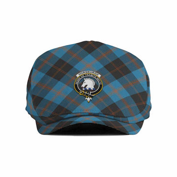 Horsburgh Tartan Flat Cap, Jeff Cap Cross Style with Family Crest