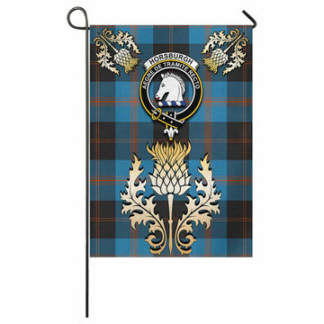 Horsburgh Tartan Garden Flag with Golden Regal Scottish Thistle Emblem - Tartan Vibes Clothing