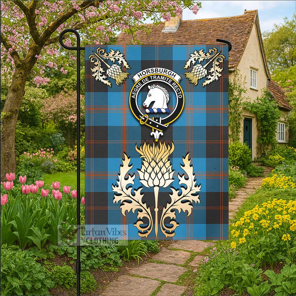 Horsburgh Tartan Garden Flag with Golden Regal Scottish Thistle Emblem - Tartan Vibes Clothing