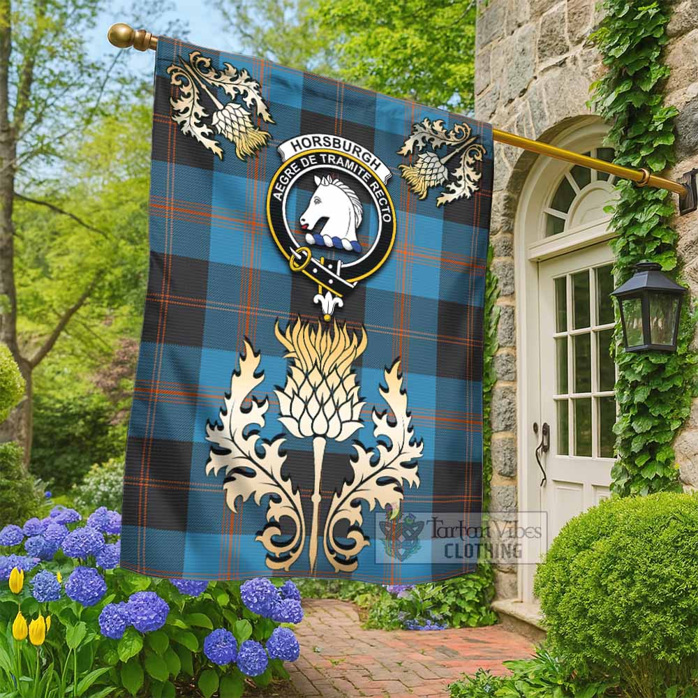Horsburgh Tartan Garden Flag with Golden Regal Scottish Thistle Emblem - Tartan Vibes Clothing