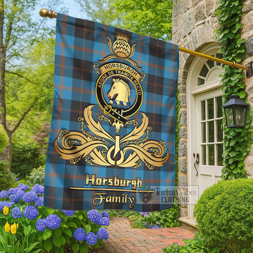Horsburgh Tartan Garden Flag with Highland Thistle Cherish Family Crest Style - Tartan Vibes Clothing
