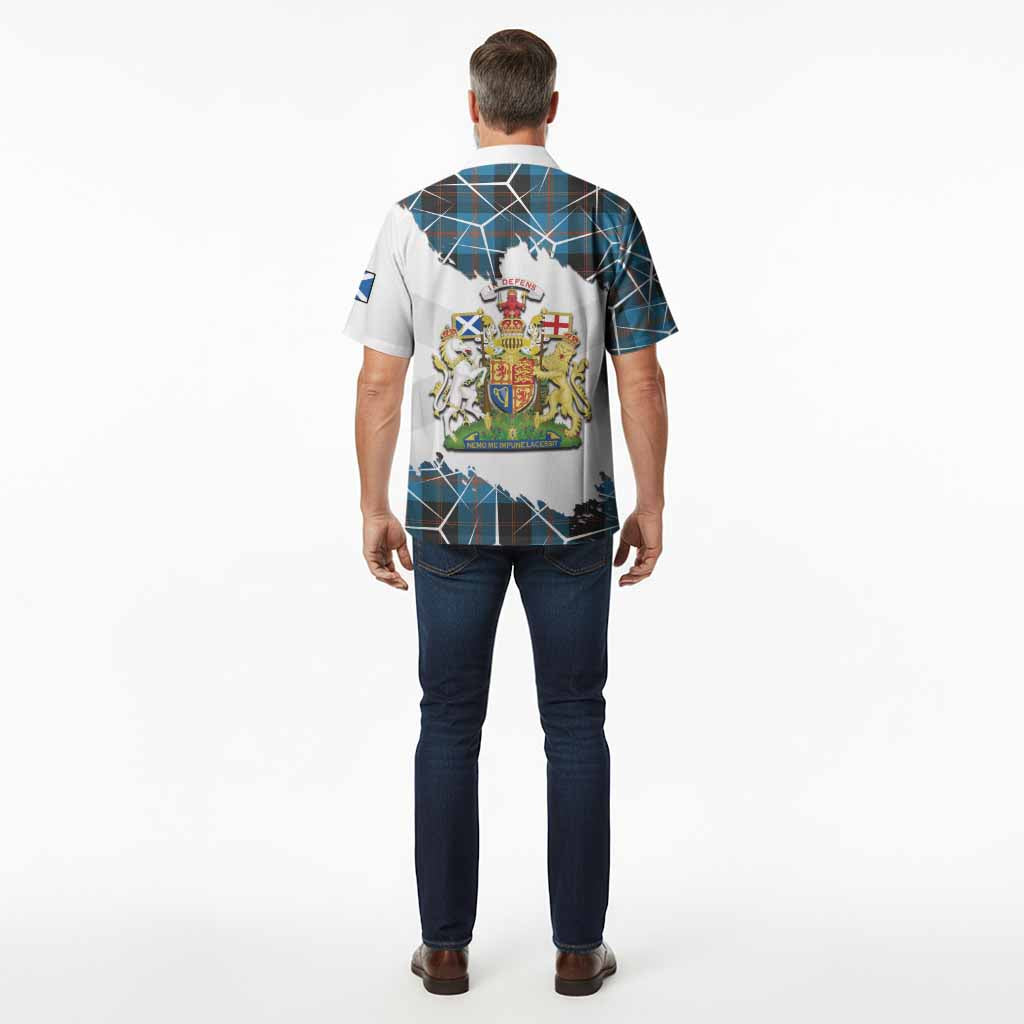 Horsburgh Tartan Hawaiian Shirt with Family Crest and Lion Rampant Grunge Style