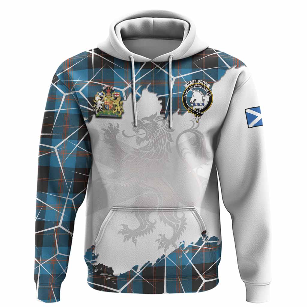 Horsburgh Tartan Hoodie with Family Crest and Lion Rampant Grunge Style