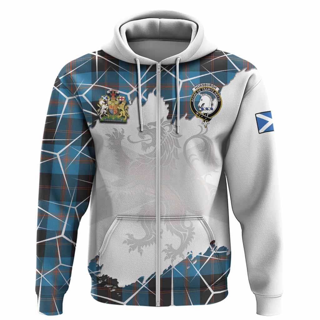 Horsburgh Tartan Hoodie with Family Crest and Lion Rampant Grunge Style