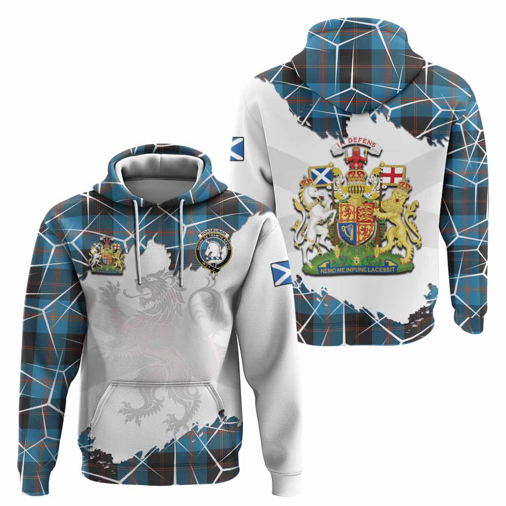 Horsburgh Tartan Hoodie with Family Crest and Lion Rampant Grunge Style