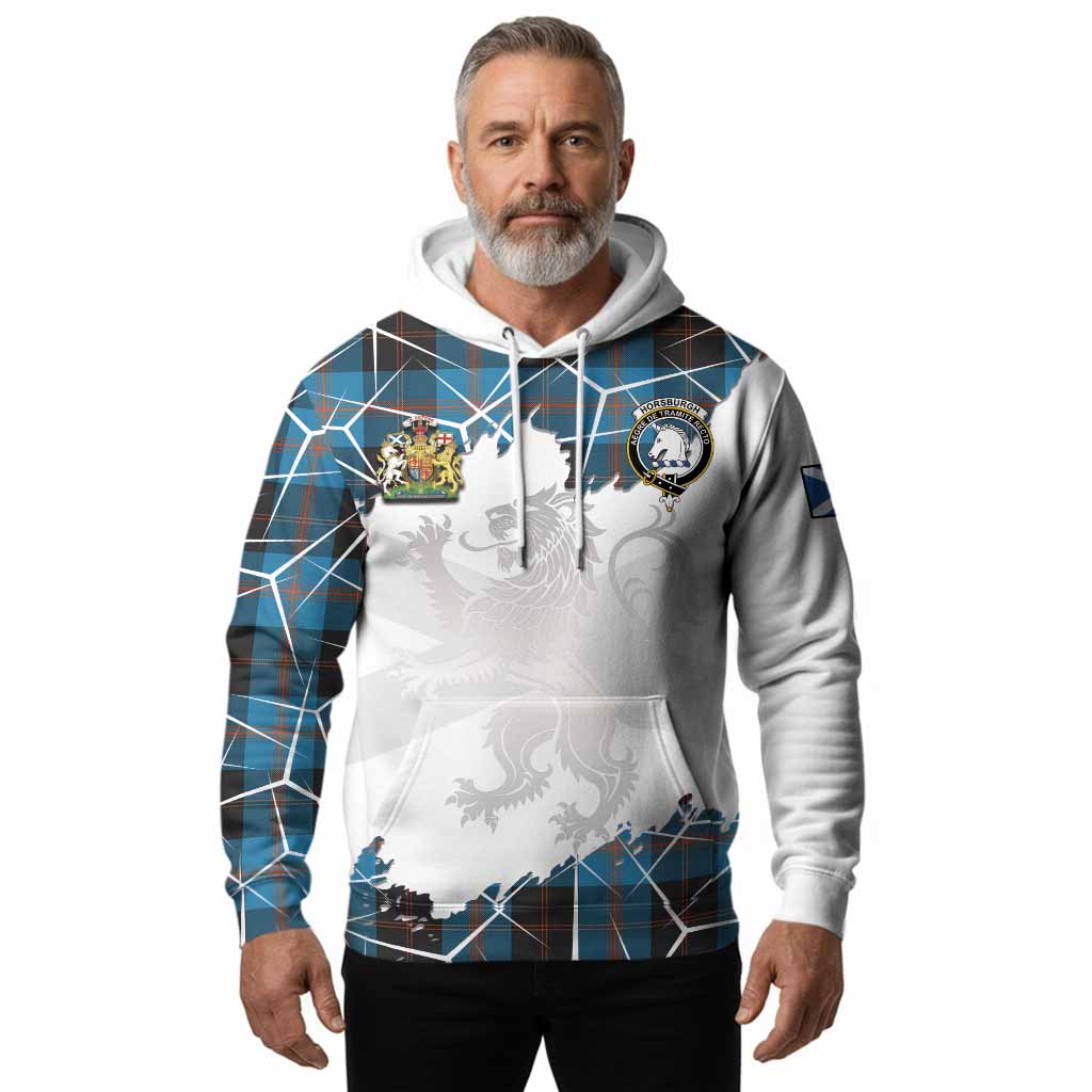 Horsburgh Tartan Hoodie with Family Crest and Lion Rampant Grunge Style
