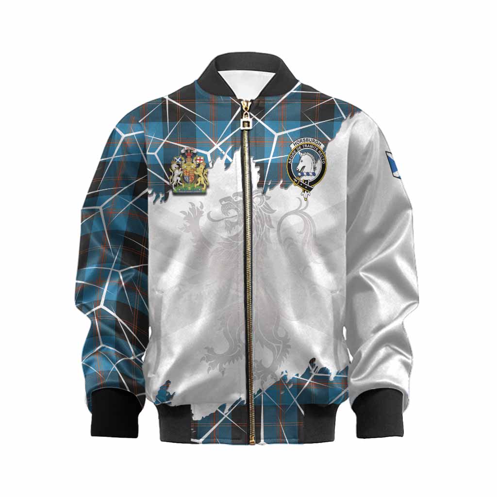 Horsburgh Tartan Kid Bomber Jacket with Family Crest and Lion Rampant Grunge Style