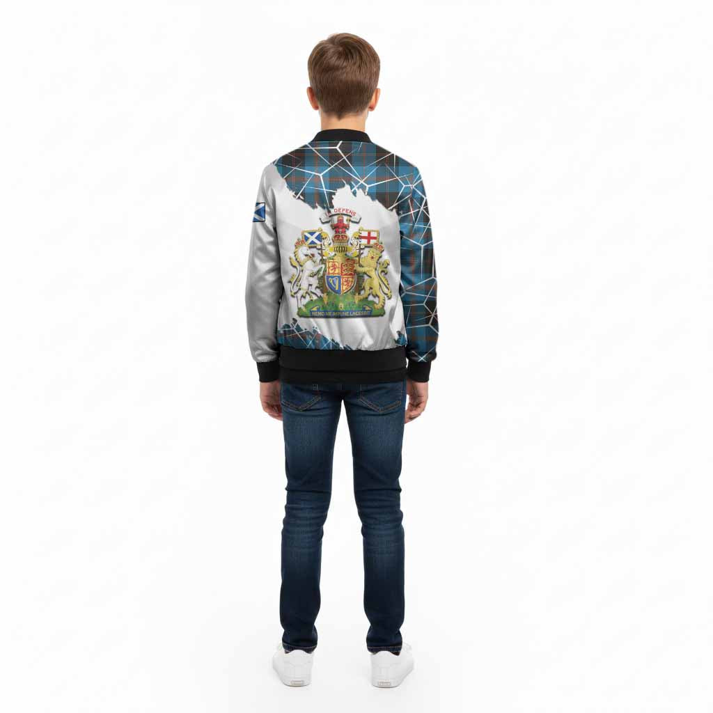 Horsburgh Tartan Kid Bomber Jacket with Family Crest and Lion Rampant Grunge Style