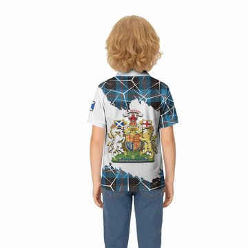 Horsburgh Tartan Kid Polo Shirt with Family Crest and Lion Rampant Grunge Style