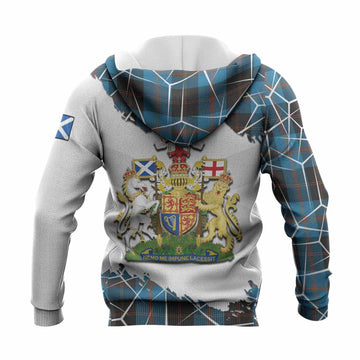 Horsburgh Tartan Knitted Hoodie with Family Crest and Lion Rampant Grunge Style