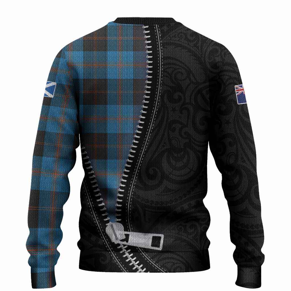 Horsburgh Tartan Knitted Sweater New Zealand Pattern Unique Zipper Stylized