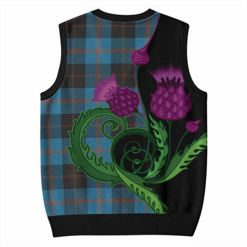 Horsburgh Tartan Knitted V-Neck Vest Traditional Scottish Thistle